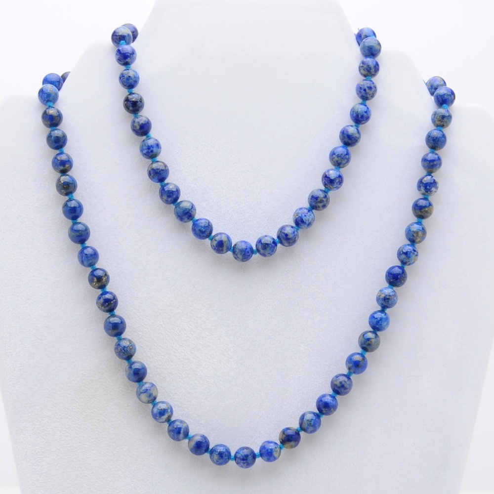 Lapis Lazuli Hand-knotted Necklace - 32" Vintage